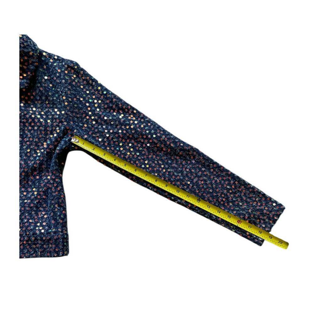 Notable Womens/Teen Sequins Blue/Navy Crop Jacket Size Small Glam Shiny - Picture 4 of 7
